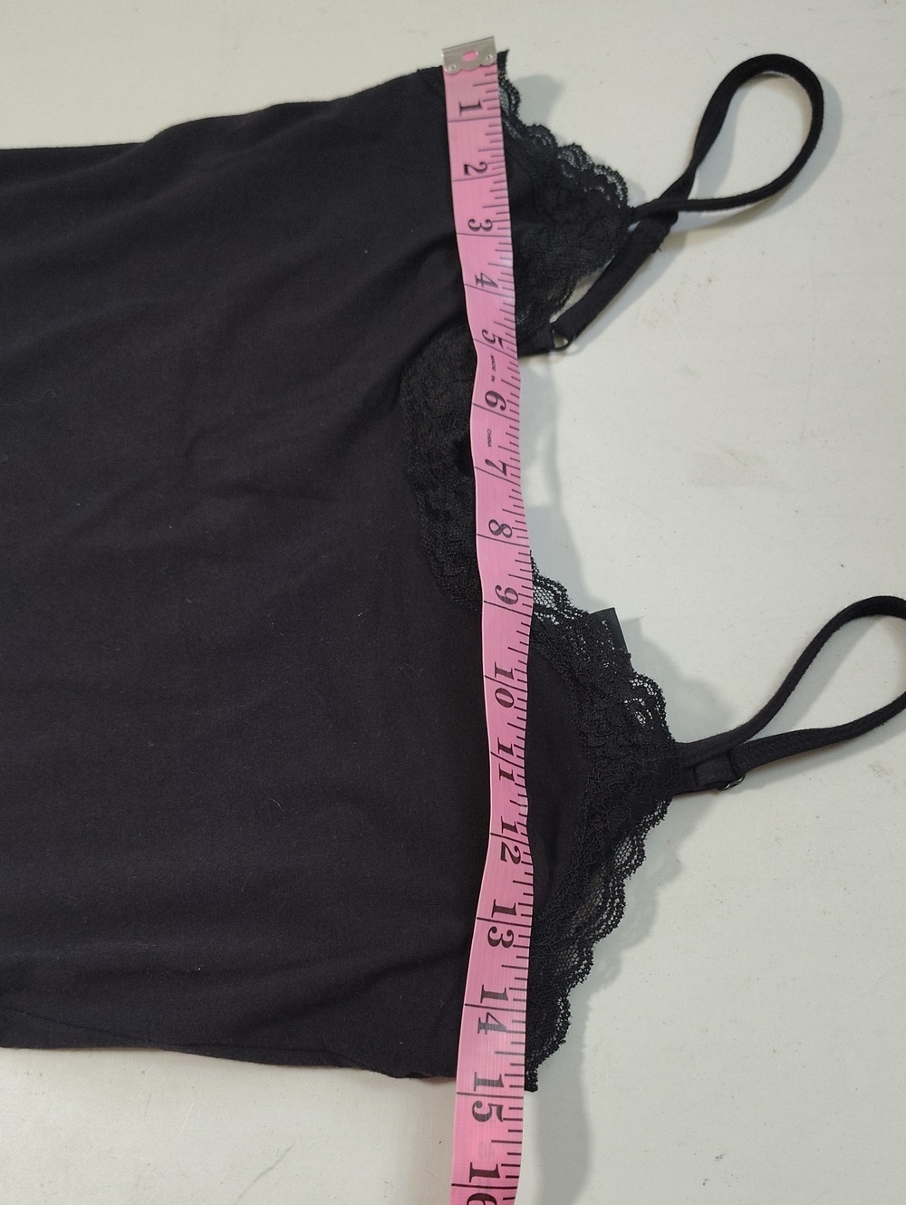 Apostrophe Stretch Black Lacey Fitted Spaghetti Straps Top Size M Y2K Whimsigoth - Picture 10 of 12